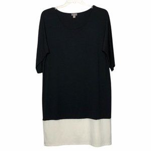 J. JILL Wearever Collection Black & White Colorblock Knit Shift Dress - Size Med